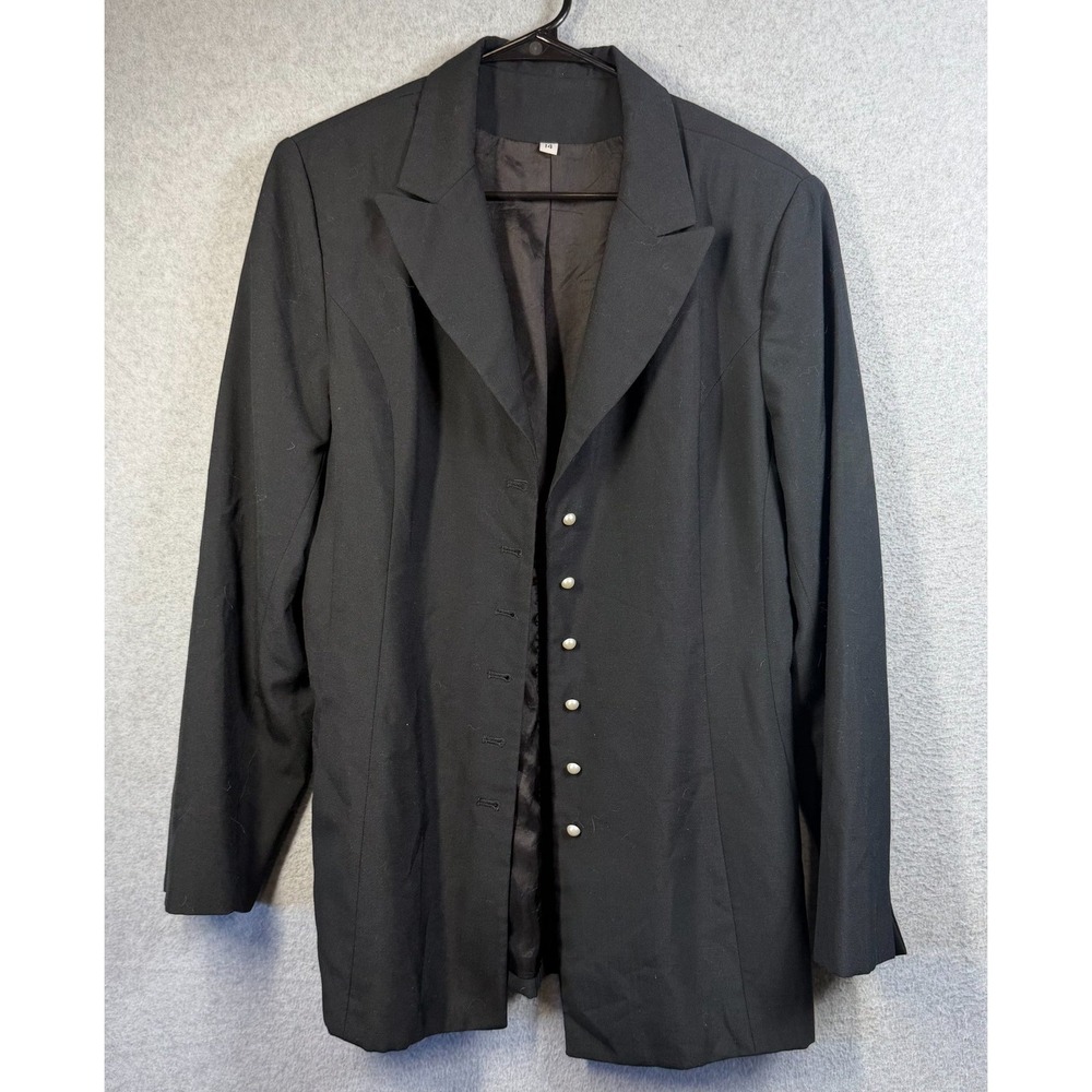 Womens Blazer Jacket 14 Black Pearl Button Long Sleeve Lined